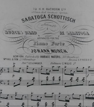 Antique Saratoga Scottish Sheet Music,  Hand Colored Litho Cover Late 1800 ' s 3