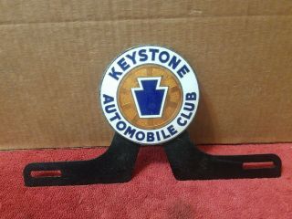 Vintage Keystone Automobile Club License Plate Topper Porcelain Sign