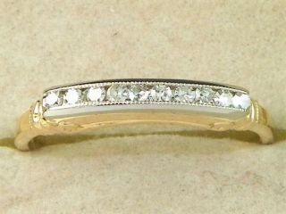 14k Yellow Gold Diamond -.  10 Wedding Band Antique Anniversary Ring - Size 5.  5