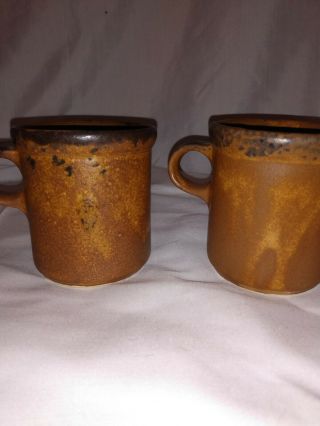 Vintage Mccoy 1412 Canyon Rim Stoneware Coffee Mugs Set Of 2