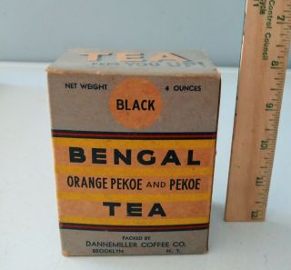 Rare Vintage Bengal Orange Pekoe Tea Box Dannemiller Coffee Co.  Brooklyn Ny Nos