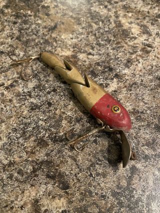 Vintage Gen - Shaw Double Jointed Wooden Fishing Lure Minnow Tough Color Look