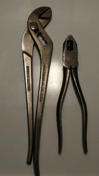 Vintage J.  P.  Danielson Tools 9.  5 " Long Channel Locks,  6.  5 " Decorative Grips Usa