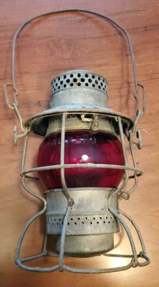Vintage Lantern Adams And Westlake Co.  Adlake Kero.  Red Globe Stunning