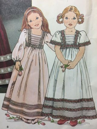 Vintage 80s VOGUE Sewing Pattern GIRLS Long Dress short long sleeve 1800 SIZE 5 3