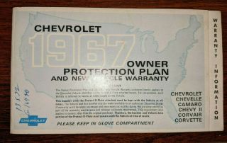 1967 Chevrolet Owner Protection Plan Vehicle With Plate M1