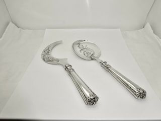 French Antique Victorian Two Piece Sterling Silver Handles Ice Cream Serving Set