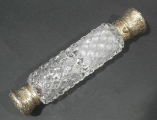 Victorian Sampson Mordan & Co Silver Gilt & Cut Glass Double Ended Scent Bottle
