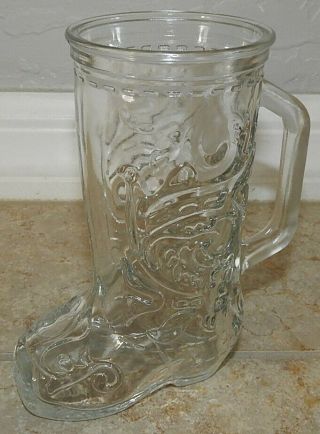 Set of 2 Vintage Cowboy Boot Beer Mugs Western design VERY Clear 3
