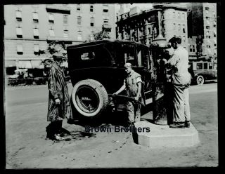 1920s Nyc Early Gas Station Previsible Pump Auto Glass Photo Camera Negative Bb