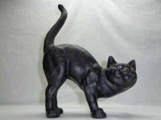Vtg Primitive Cast Iron Cat Doorstop Hubley Art Deco Arch Back Witch Style Kitty 3