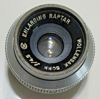 Vintage Wollensak 50mm F/4.  5 Enlarging Raptar Camera Lens
