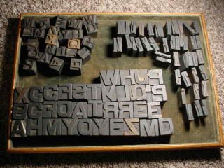 Lg.  Group 100 11/16 " & 1 " Antique Wood Letterpress Print Type Letters Numbers