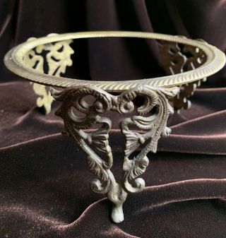 Antique Solid Brass Ornate XL Crystal Ball Stand Holder Scrying Witch Seer Vtg 2