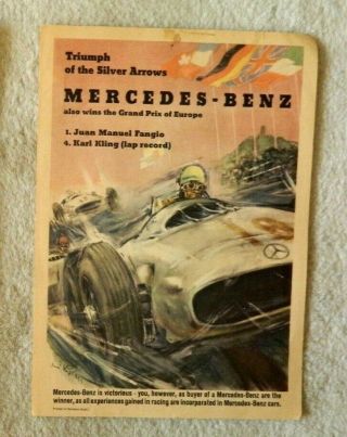 Automobilia/mercedes Benz Grand Prix Europe Victory Poster/fangio/kling
