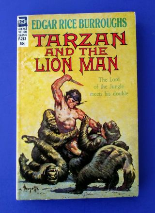 Tarzan And The Lion Man Edgar Rice Burroughs Ace F212 Vintage Sci Fi