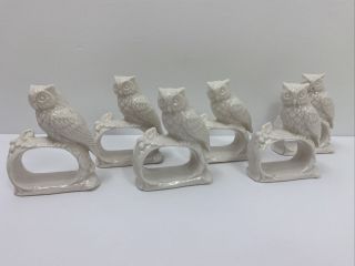 Vintage Bone China Owl Porcelain Napkin Rings Ardalt Taiwan White Set Of 6