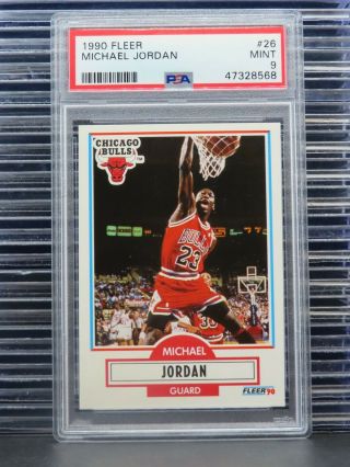 1990 - 91 Fleer Michael Jordan Card 26 Psa 9 Bulls (68) B40