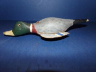 Vintage Ice Fishing/spear Decoy Mallard Duck 10 In,