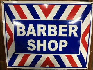 Vintage Barber Shop Porcelain Metal Sign Hair Cut Salon Petroliana