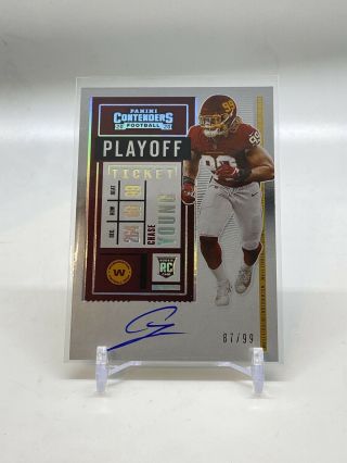 2020 Panini Contenders Chase Young Playoff Ticket Auto /99 Rookie Rc Sharp