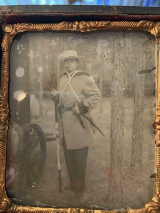 Civil War Antique Confederate Soldier On Glass