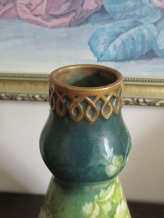 Antique Royal Bonn Germany Hand Painted Porcelain Vase Flowers Rose Gold 9 