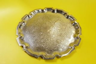 Small 6 " Antique Vintage Ornate Silver Plate Tray Plater Salver Bottle Coaster