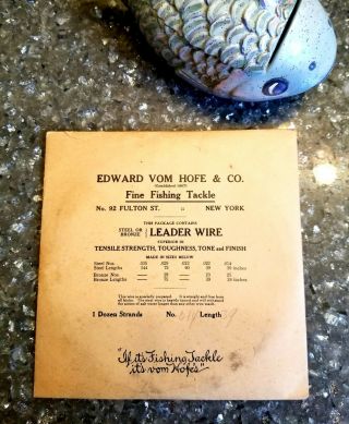 Antique Edward Vom Hofe Leader Wire 14 In Envelope Steel Fishing Tackle 39