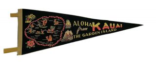 Vintage 1960’s Kauai Hawaii 18” Felt Pennant Aloha From The Garden State