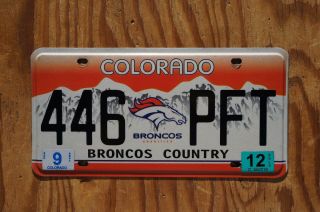 Authentic 2012 Colorado Broncos Football License Plate -