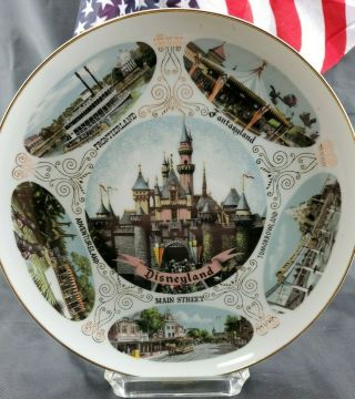 Vintage Disneyland Plate 9.  5 " Frontierland Adventureland Tomorrowland