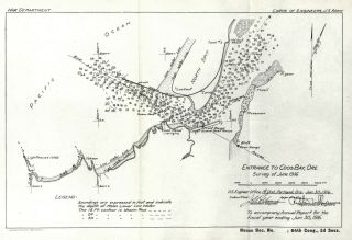 Map/chart: " Entrance To Coos Bay,  Oregon " Vintage 1916 Corps Of Enginners