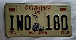 Oklahoma Iwo Jima Vanity License Plate Metal Sign
