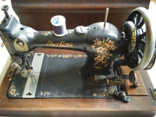 Vintage Antique Mortons Hand Crank Sewing Machine