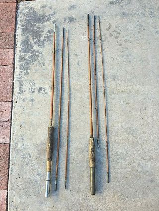2 Vintage Bamboo Fly Rods 8 