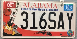 Alabama First To The Moon License Plate Tag Nasa Saturn 5