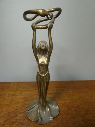 Francis Renaud Gilded Bronze Art Nouveau Figure Egyptian Woman W Serpent