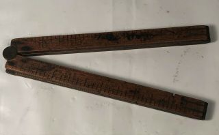 Vintage C - S Co.  24 " Folding Rule Ruler No.  68 - Wood & Brass Ships In Usa