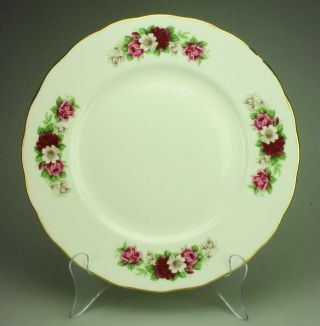 Vintage Queen Anne Qua42 Rose Floral Dinner Plate Bone China Cs1c