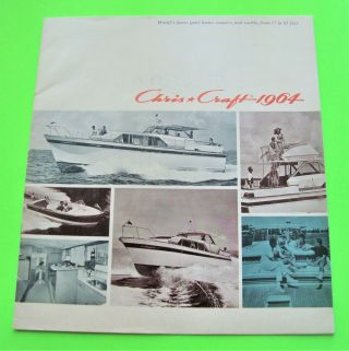 1964 Chris Craft Motor Yacht Full Line B&w Brochure 32 - Pgs 17 Boat Models Xlnt