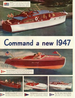 Vintage 1947 Chris - Craft 46 Ft Double Enclosed Cabin Runabout Print Ad