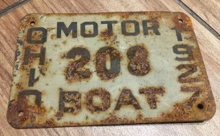 Vintage 1927 Ohio Motor Boat License Plate 208