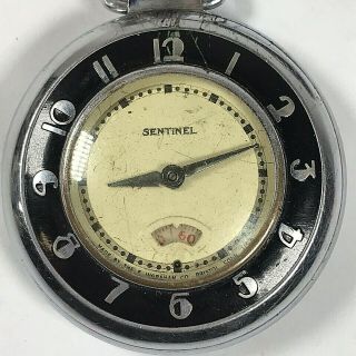 Vintage Ingraham Sentinel Art Deco Silver Black Pocket Watch Not ?