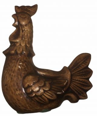 Vintage Mid Century Modern Brown Ceramic Rooster U.  S.  A Farmhouse Decor
