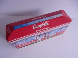 Vintage Campbell ' s Soup Collectible Metal Tin Box with Lid 1996 Corner Diner 2