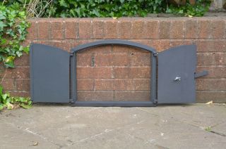48 x 38 cm cast iron fire door clay / bread oven doors pizza with thermometer 3