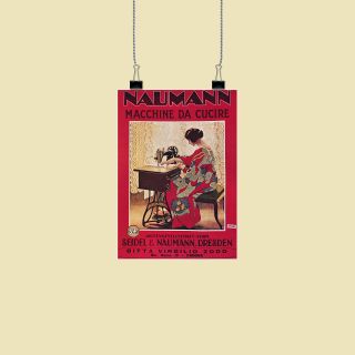 A Seidel and Naumann Sewing Machine retro poster print - various sizes,  frame. 2