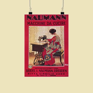 A Seidel and Naumann Sewing Machine retro poster print - various sizes,  frame. 3