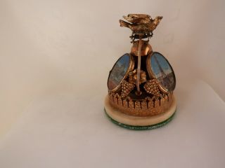 ANTIQUE FRENCH GILT METAL TABLE BELL WITH 3 PARIS VIEWS & DOVE FINIAL 5 